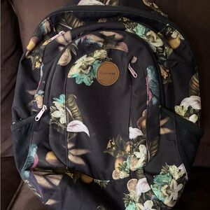 Dakine Black Floral Backpack with Mint and Pink Accents